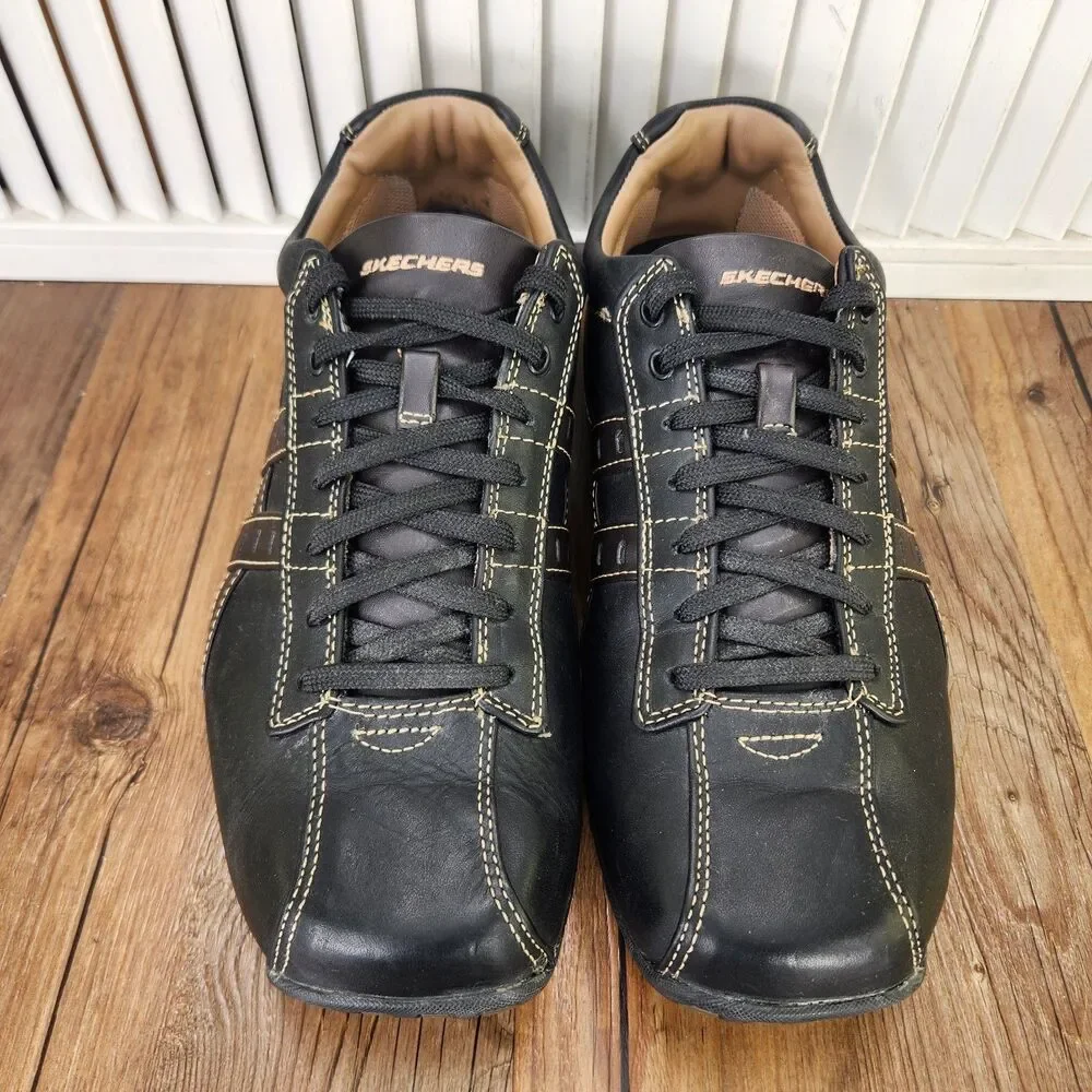 Skechers Citywalk Malton Leather Shoes Mens Size 10 Black Driving Sneakers 60488
